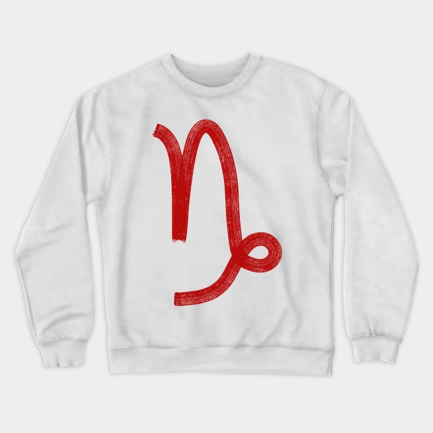 Red Capricorn Crewneck Sweatshirt by JJLosh